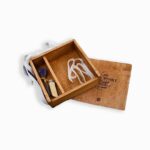 Wood USB box cotton closed with ribbon and bow – wedding photography packaging