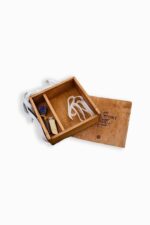 Wood USB box cotton closed with ribbon and bow – wedding photography packaging