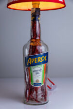 Handcrafted Aperol bottle lamp – close-up detail