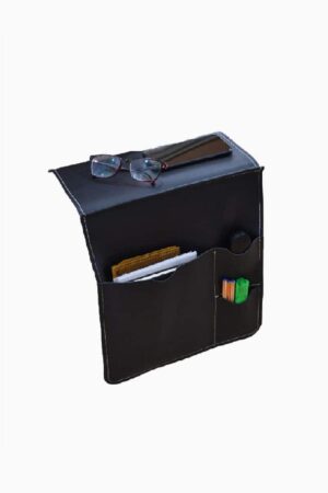 red leather bedside organizer remote control holder
