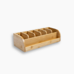 Eco-Friendly Bamboo Belt Organizer – neatly display your belts in six compartments
