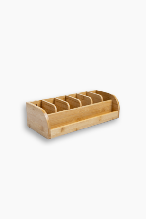 Eco-Friendly Bamboo Belt Organizer – neatly display your belts in six compartments