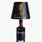 Handcrafted Brockmans bottle lamp with black shade – premium gin bottle lamp