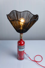 Handcrafted Campari bottle lamp – side view
