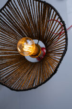 Handcrafted Campari bottle lamp – close-up of bottle neck