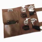 black leather cord organizer