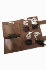 black leather cord organizer