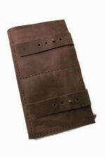brown light leather cord organizer