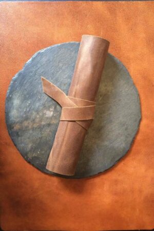 leather cutlery holder rolled dark brown genuine leather