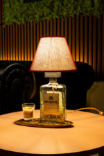Handcrafted Disaronno bottle lamp – lit up warm glow