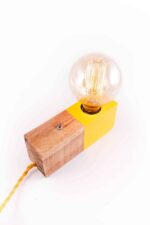Edison table lamp wood desk lamp – red cable detail