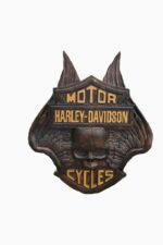 Harley Davidson Panoply – wooden skull sculpture detail