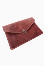 brown dark leather laptop case