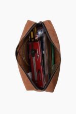 brown light leather pencil case