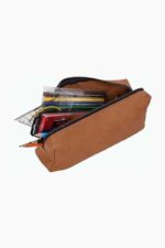 brown vintage leather pencil case