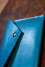 blue leather purse envelope