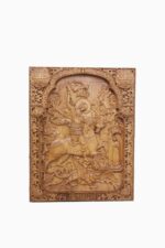 Saint George fighting the dragon – wood carved icon