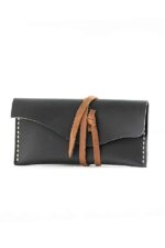 Black leather tobacco pouch handmade genuine leather GenuineStrap