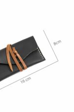 Black leather tobacco pouch side view