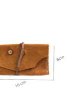 Brown leather tobacco pouch side view genuine leather