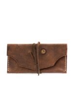 Brown vintage leather tobacco pouch handmade GenuineStrap