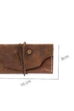 Brown vintage leather tobacco pouch side view
