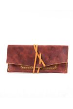 Red cherry suede leather tobacco pouch handmade GenuineStrap