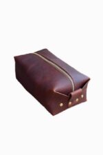 brown leather toiletry bag dopp kit for men travel