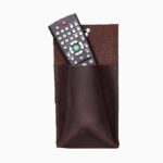 leather wall pocket 3 slot remote control holder handmade