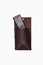 leather wall pocket 3 slot remote control holder handmade