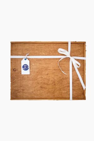 Wood album box big with handmade tag and natural decoration