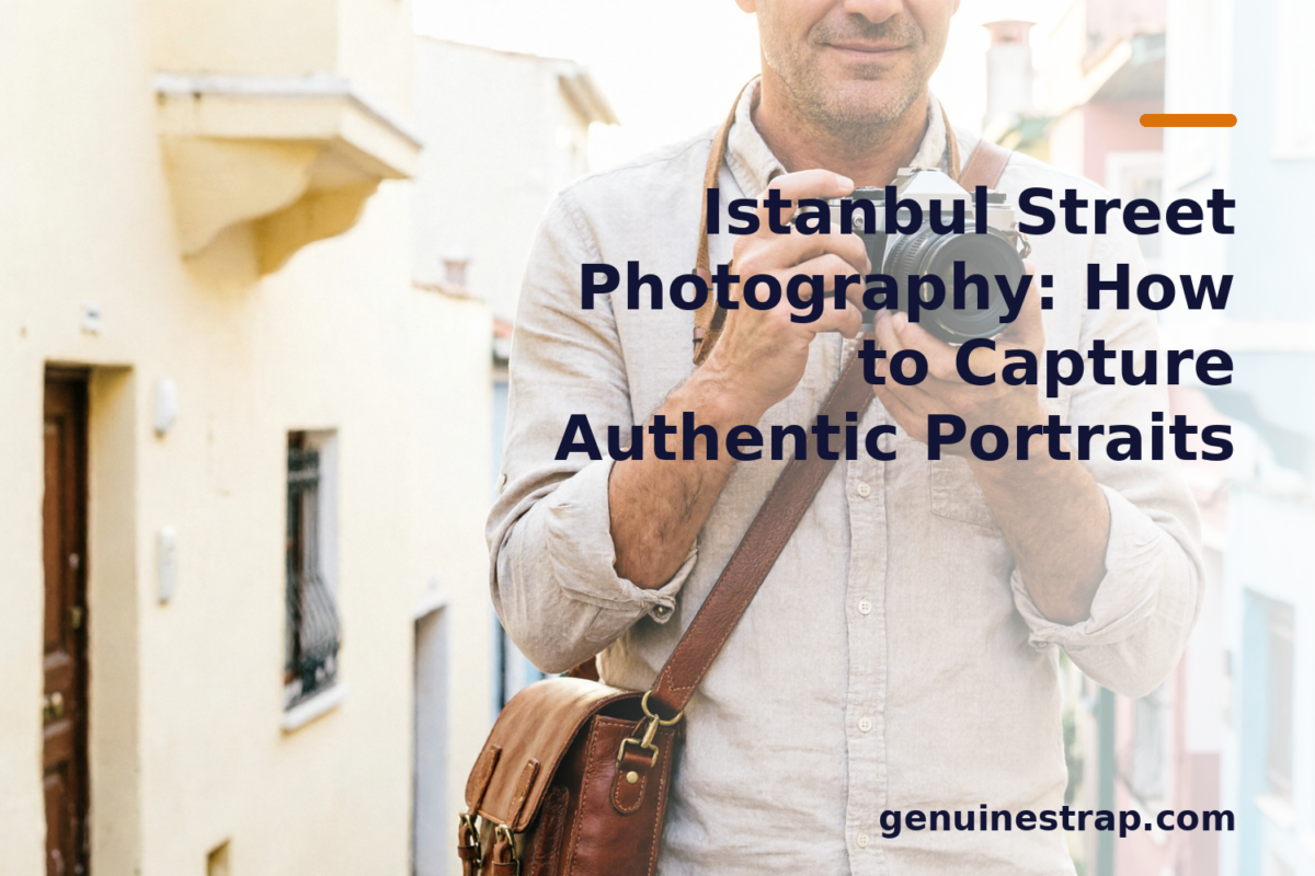 Street photographer in Istanbul with a GenuineStrap leather strap