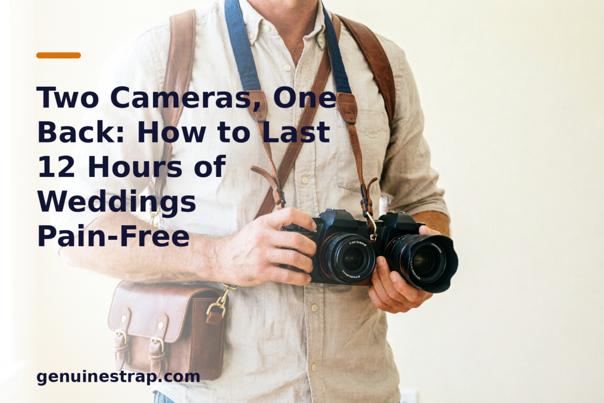 Photographer with dual leather strap without back pain
