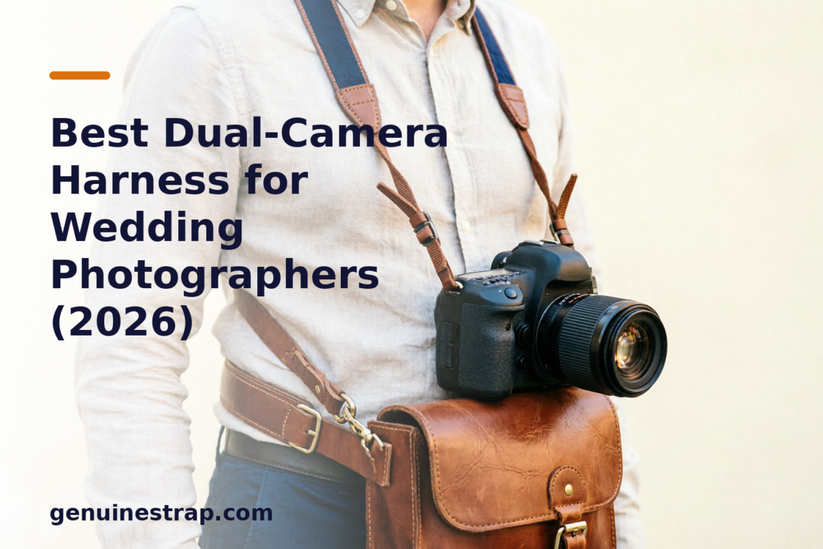 Dual-camera leather harness for wedding photographer
