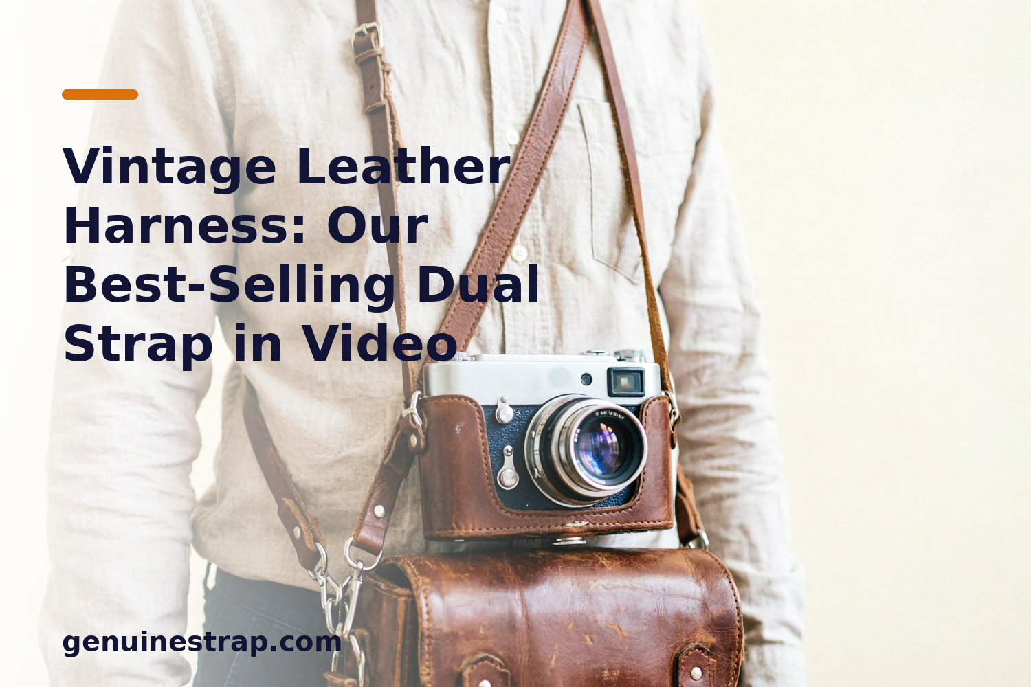 Vintage Harness dual brown leather camera strap GenuineStrap
