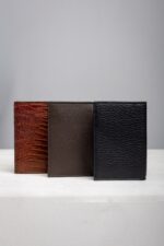 Leather bifold card holder wallet colour range dark brown, brown and black