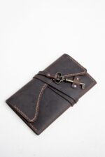 Vintage brown leather tobacco pouch with bronze key GenuineStrap